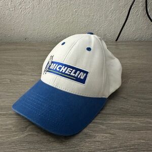 Michelin Tires Blue White Adjustable Hat Bibendum Logo Racing Dad Cap